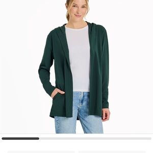 Life Is Good Women's Dark Green Hooded Cardigan